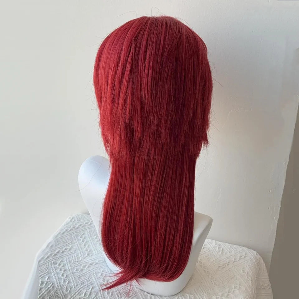 Red Wolf-Tailed Mullet Anime Cosplay Wig - 3