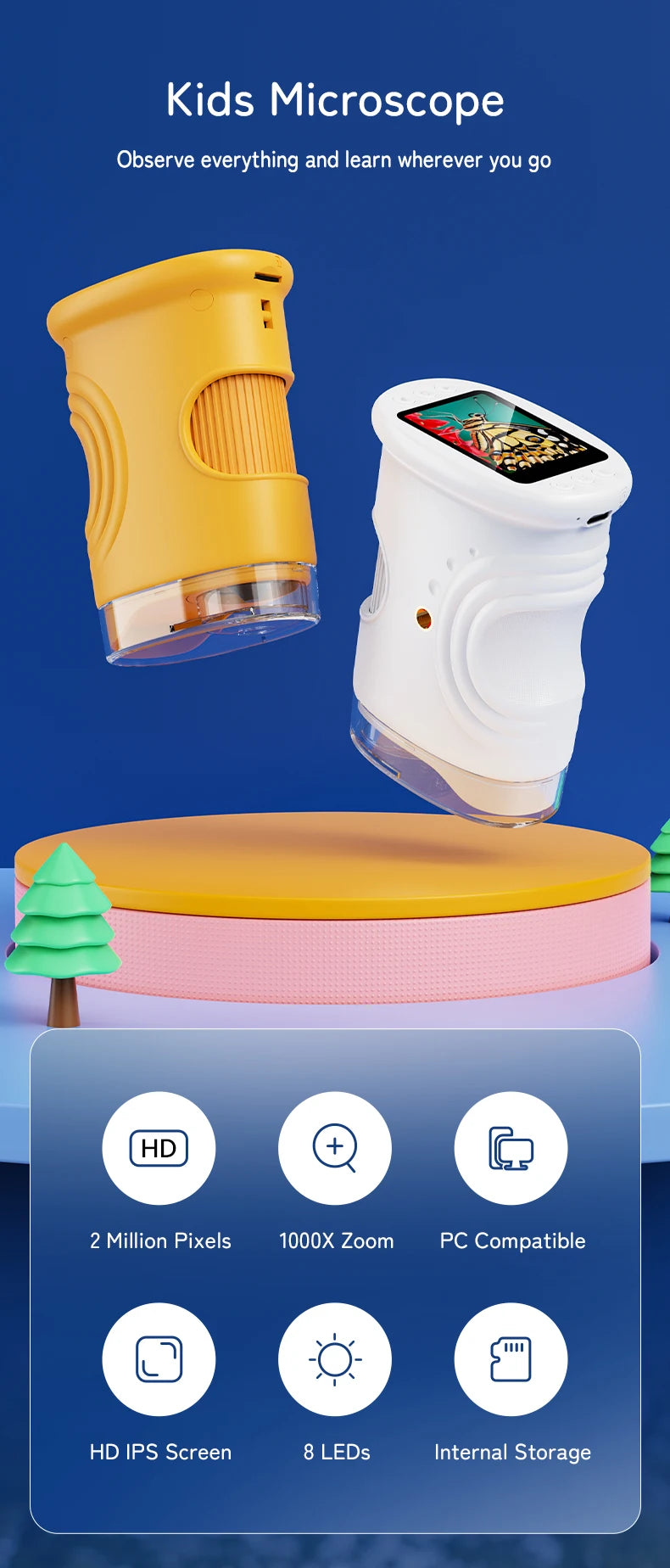 Portable Digital Handheld Microscope for Kids Science Exploration