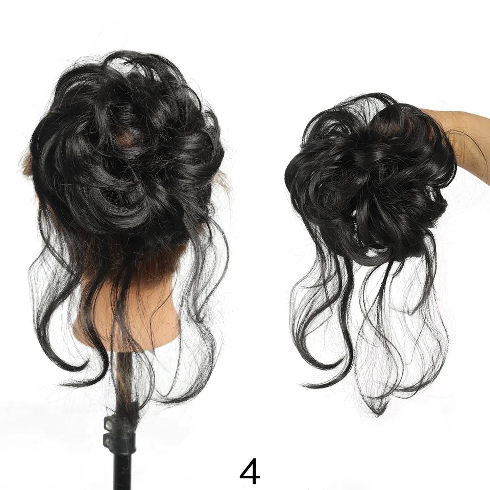 Curly Messy Bun Hair Extension Scrunchie for Instant Volume