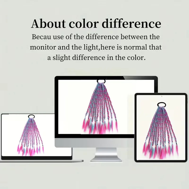 12-Inch Colorful Braided Ponytail Extension for Performances - 4