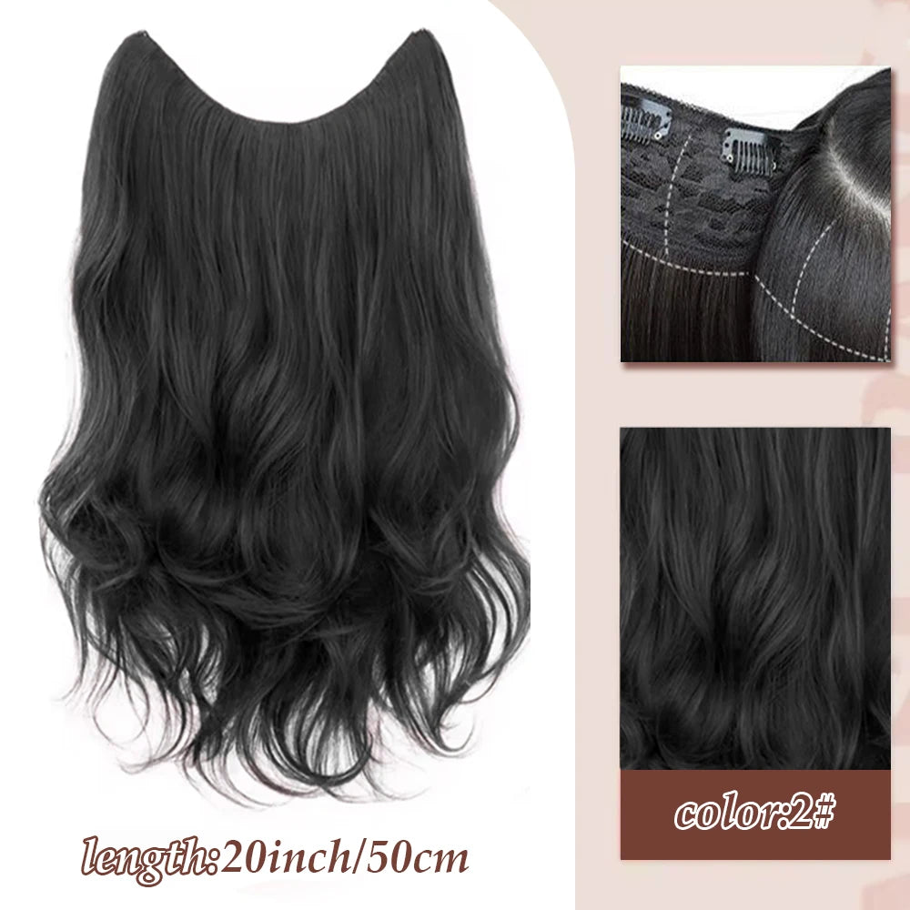 20 Inch Wavy Synthetic Hair Extensions with Invisible Clips