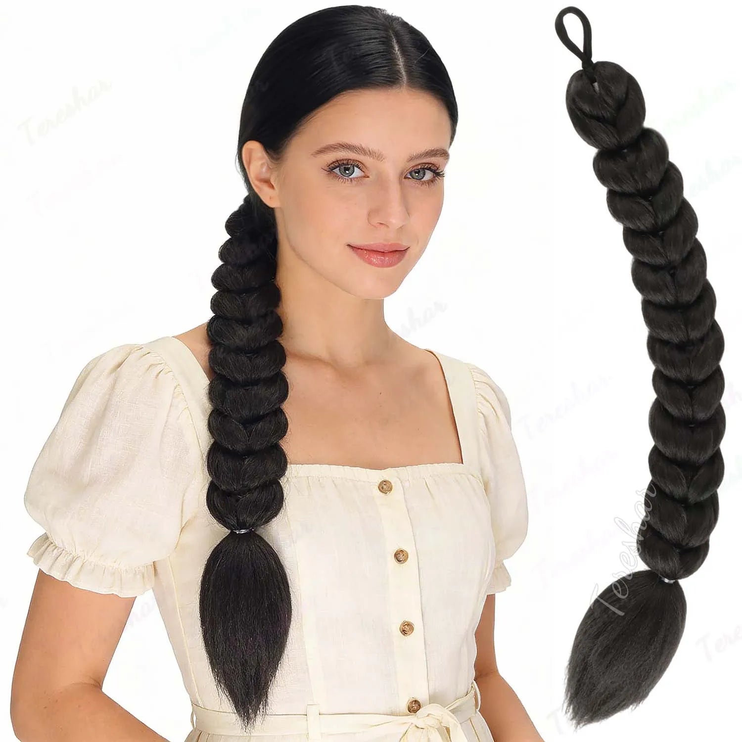 22-Inch Braided Ponytail Extension for Kids and Cosplay - 11