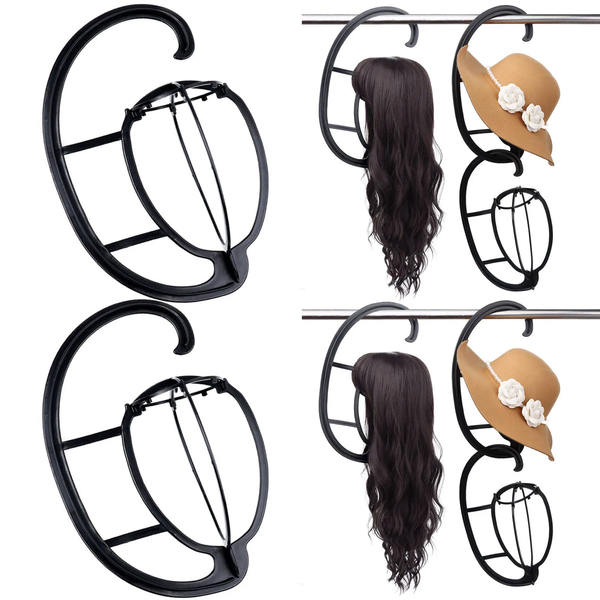 Portable Hanging Wig and Hat Stand for Quick Drying and Storage