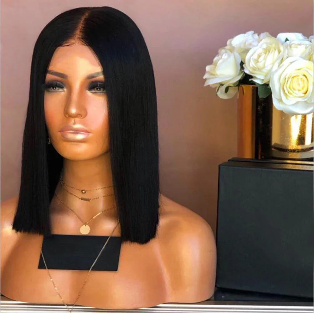 Short Straight Black Bob Wig for Daily Wear and Parties - 5