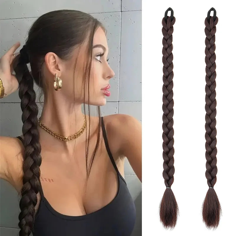 24-Inch Braided Ponytail Extensions for Instant Volume