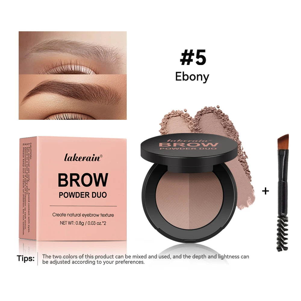 Two-Tone Waterproof Eyebrow Powder for Natural Sculpted Brows and Contouring