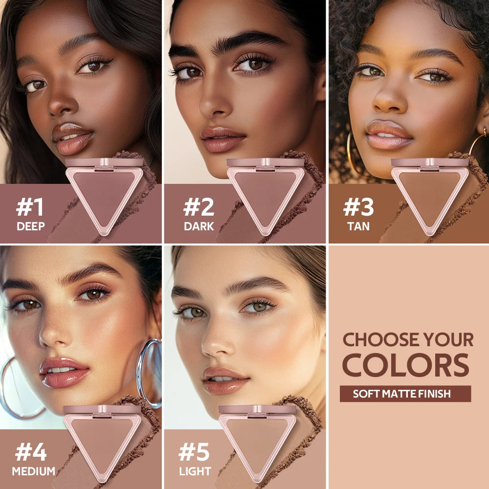 Long-Lasting Matte Bronzer Powder for Face Contouring and Shading - 21