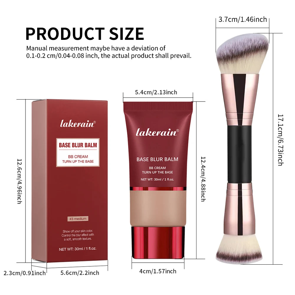 Matte Liquid Foundation and Dual-Ended Makeup Brush Set for Flawless Skin - 6