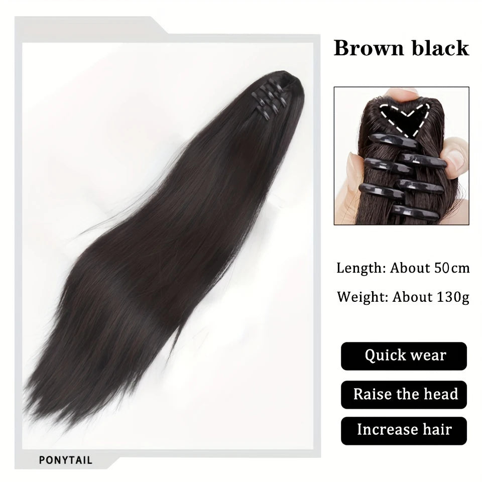 Long Straight Claw Clip Ponytail Extension for Instant Voluminous Hair