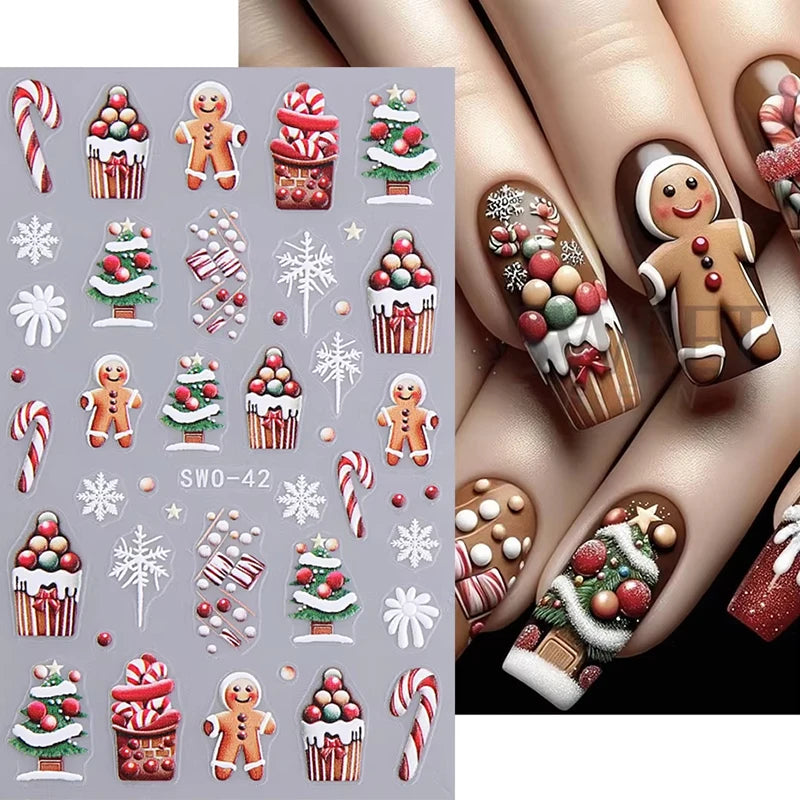 Festive Christmas Cartoon Self-Adhesive Nail Art Decal Stickers - 1