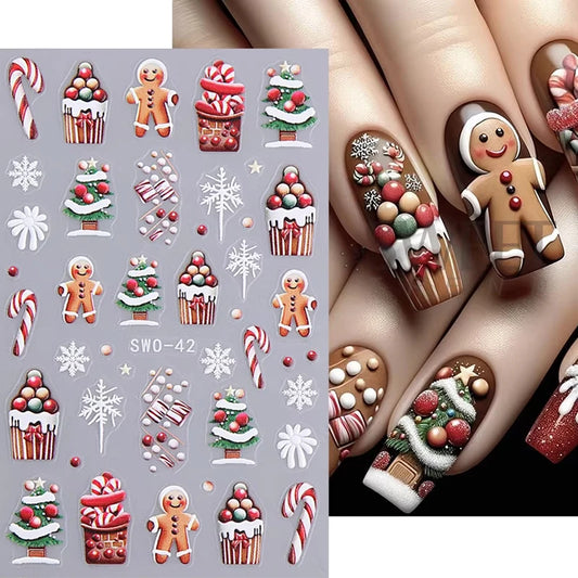 Festive Christmas Cartoon Self-Adhesive Nail Art Decal Stickers