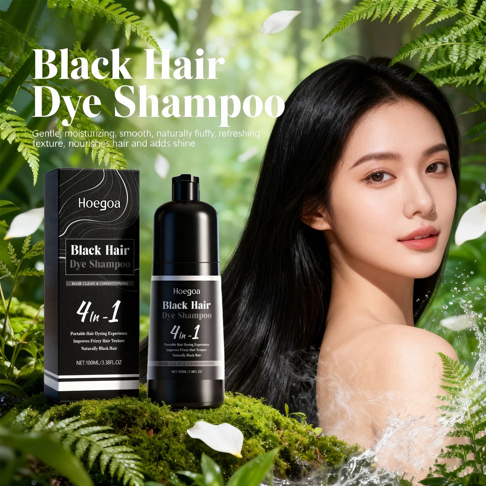 4-in-1 Instant Black Hair Dye Shampoo for Gray Coverage - 6