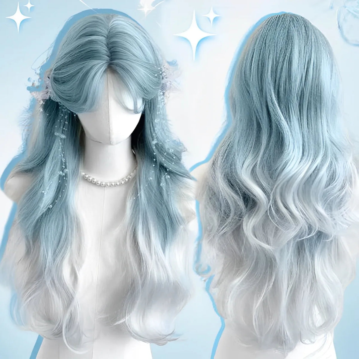 Long Wavy Blonde Cosplay Wig with Bangs