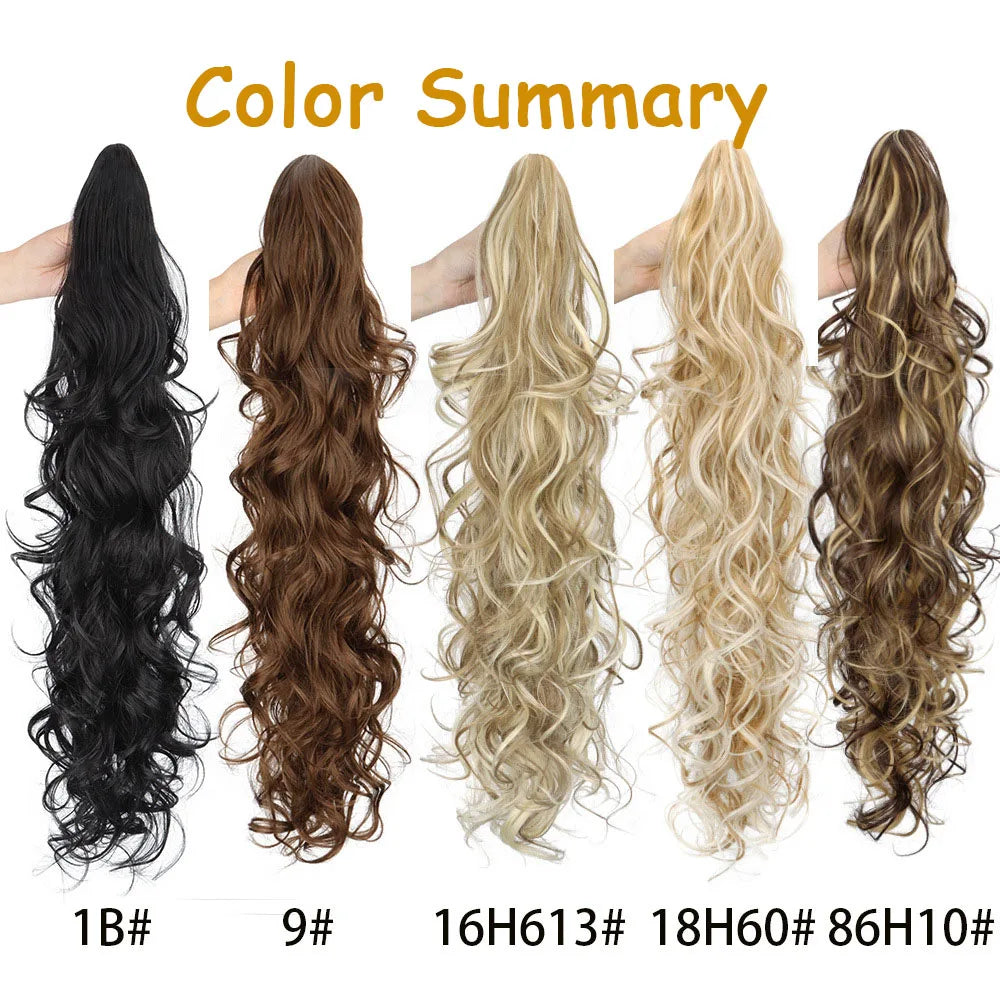 Long Curly Wavy Claw Clip Ponytail Hair Extension for Instant Volume - 8