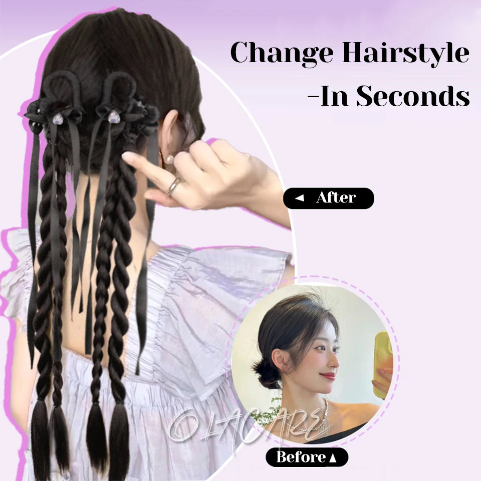 Long Clip-In Bubble Braid Ponytail Hair Extension for Daily Styling