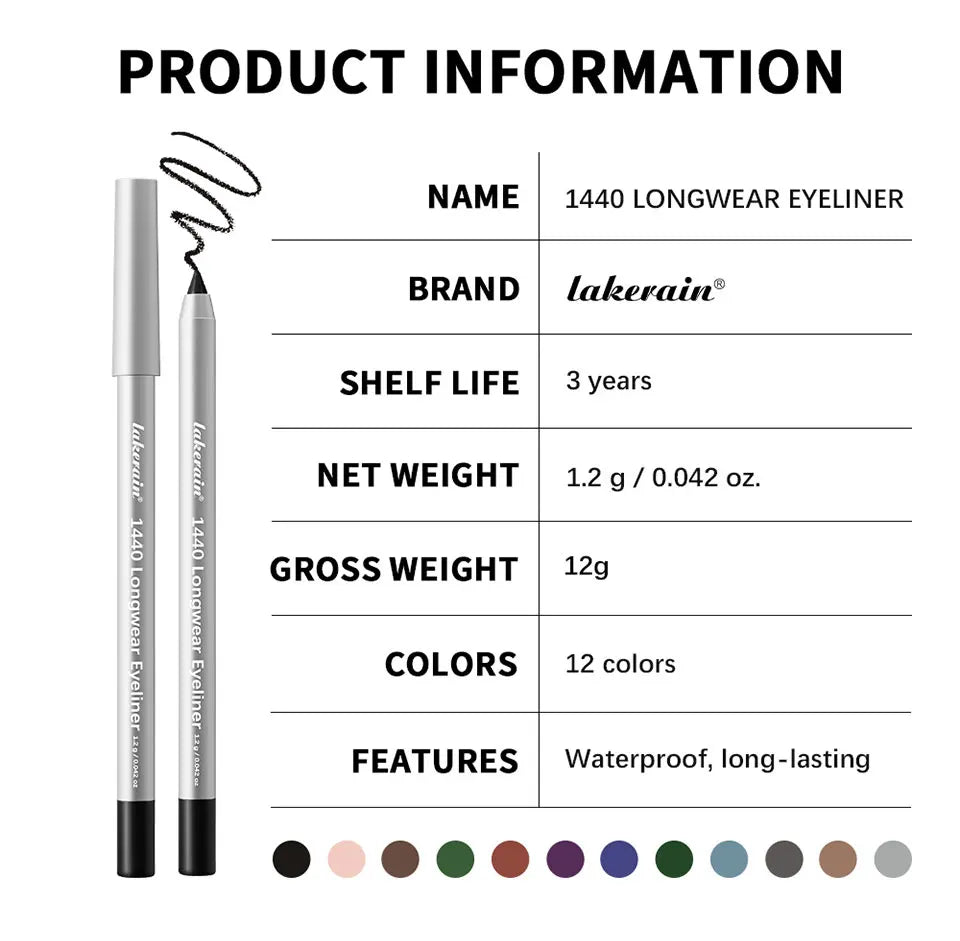 Waterproof Long-Lasting Smudge-Proof Eyeliner Pencil for All Day Wear