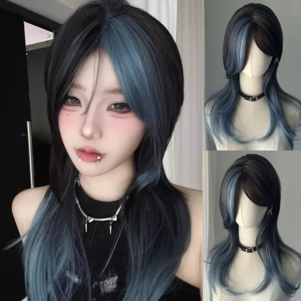 Long Wavy Ginger Synthetic Wig with Bangs - 49