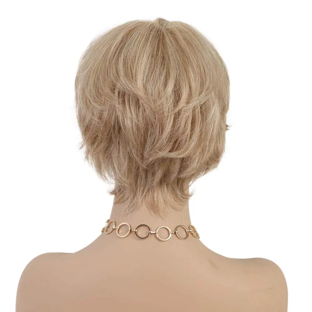 Short Blonde Pixie Cut Synthetic Wig with Bangs