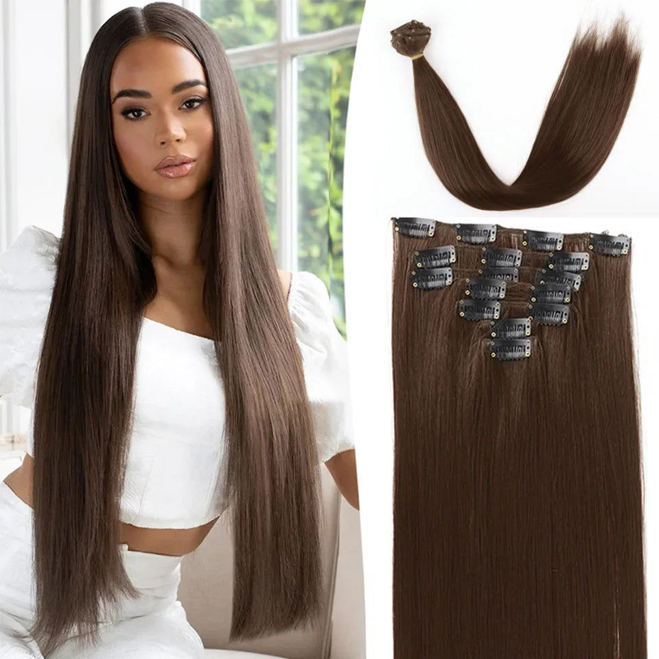 22-Inch Clip-In Long Straight Hair Extensions - 13