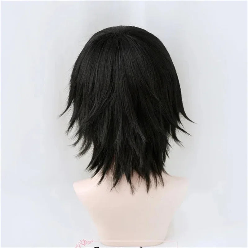 Short Black Anime Cosplay Wig with Eye Patch