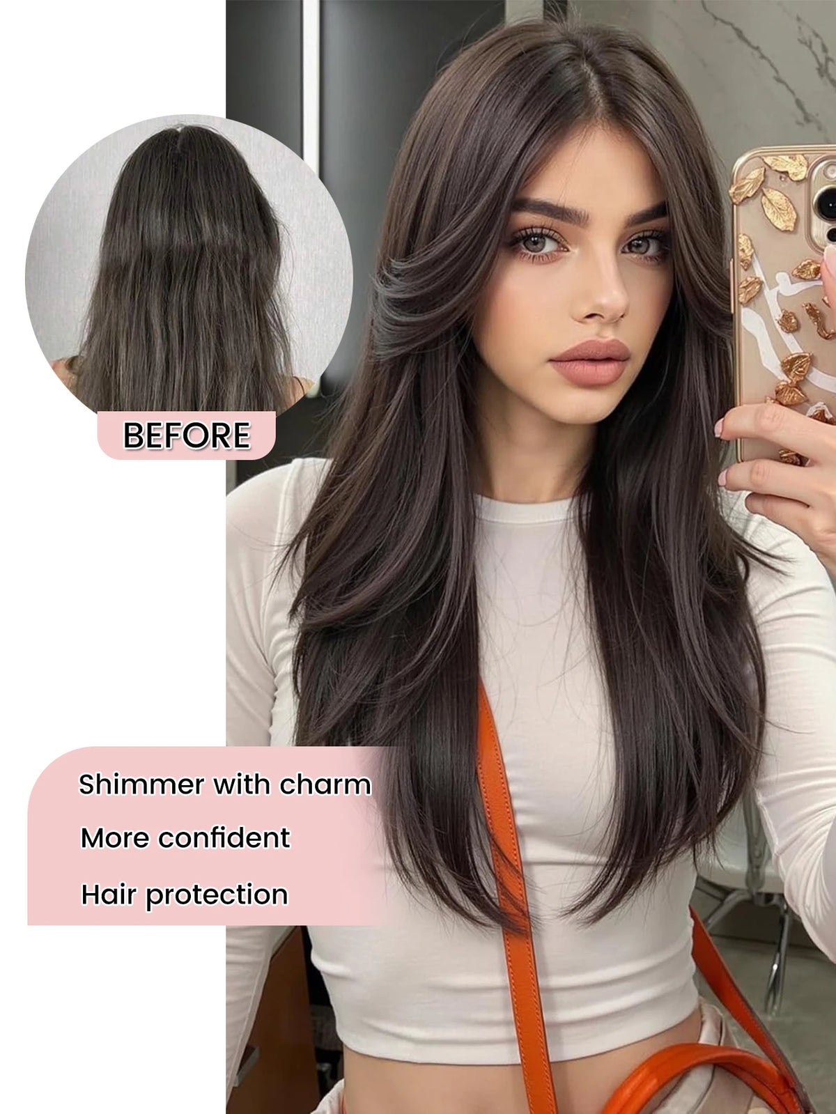 V-Shape Clip-In Hair Extensions for Instant Length and Volume