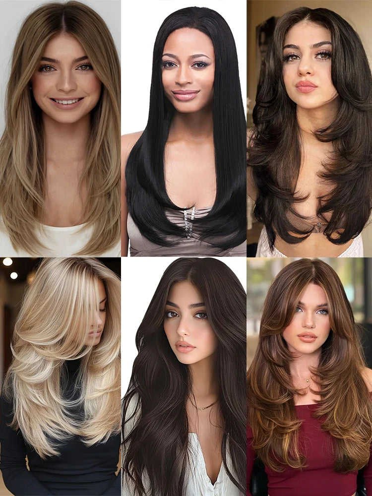 Long Straight Layered Clip-in Hair Extension for Women
