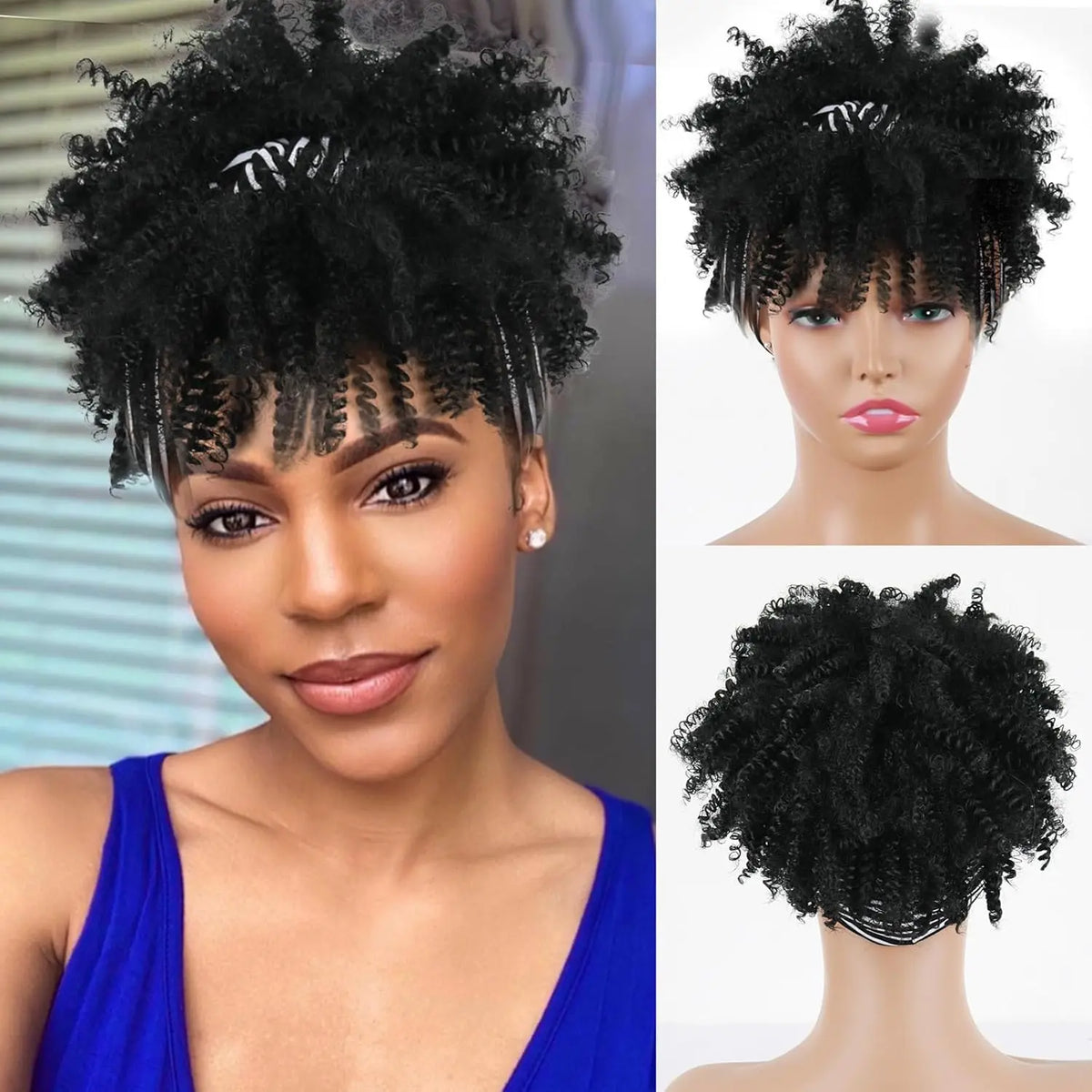 Short Kinky Curly Headband Wig for Daily Styling