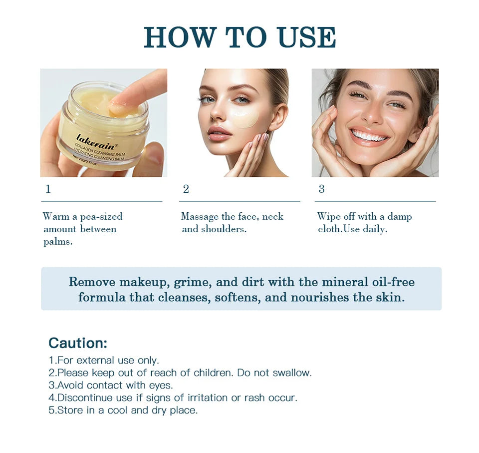 Collagen Cleansing Balm for Deep Makeup Removal and Hydrated Skin