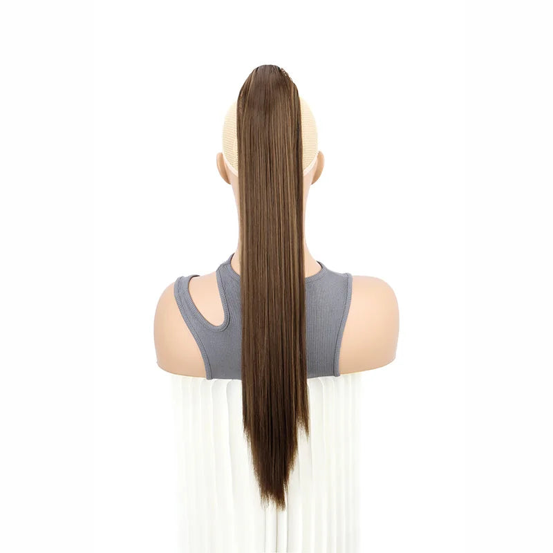 24-Inch Long Straight Claw Clip-On Ponytail Hair Extension