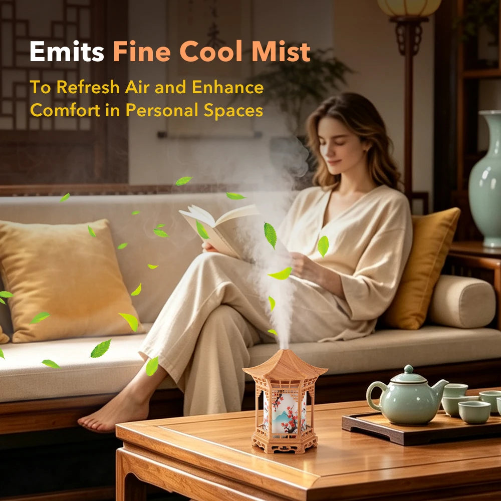 Oriental Pavilion Desktop Humidifier and Soothing Night Light Decor - 11