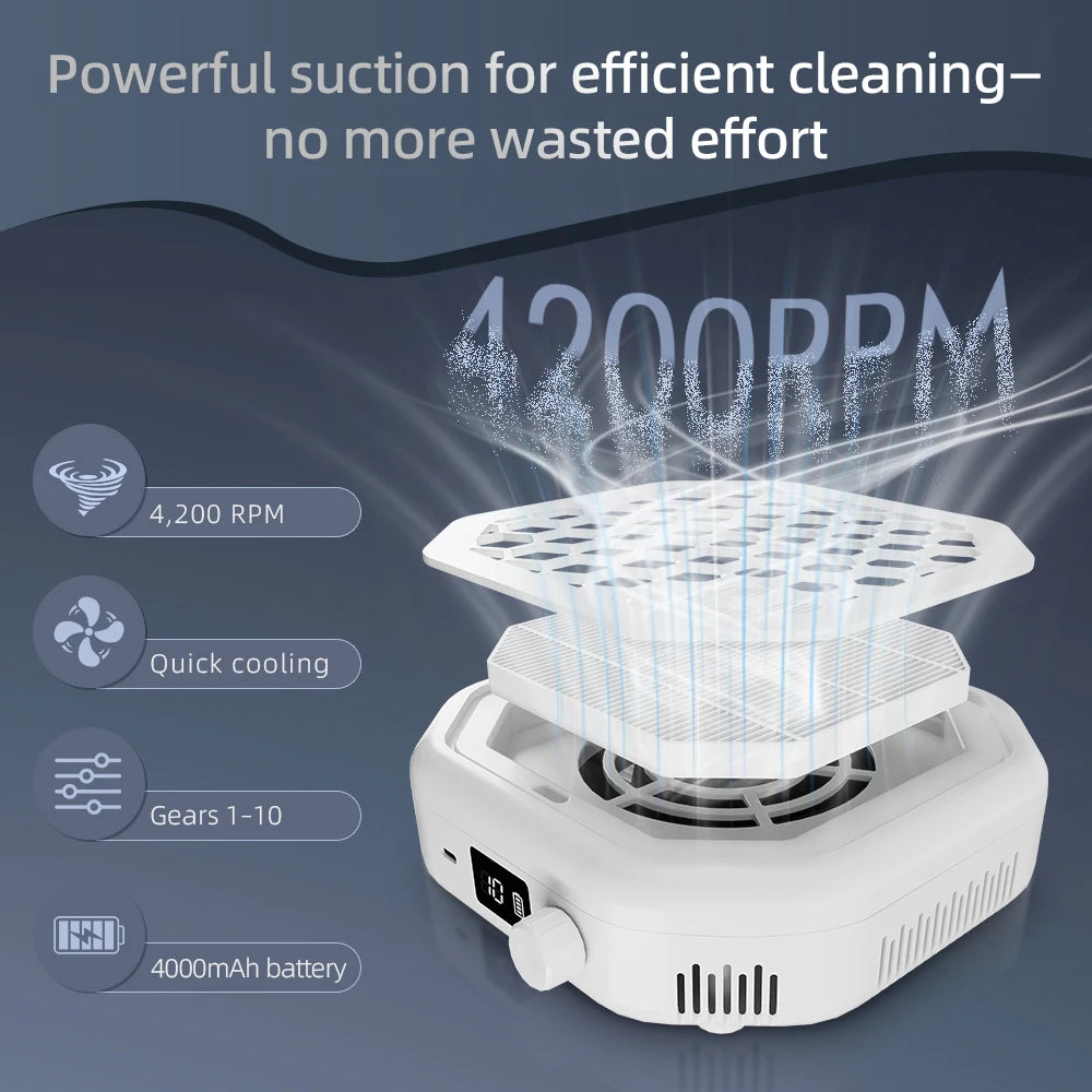 Rechargeable Cordless Nail Dust Collector for Clean Manicure Workstations