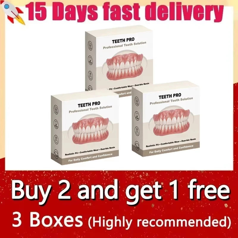 Comfortable Silicone Upper and Lower Denture Set for a Natural Smile
