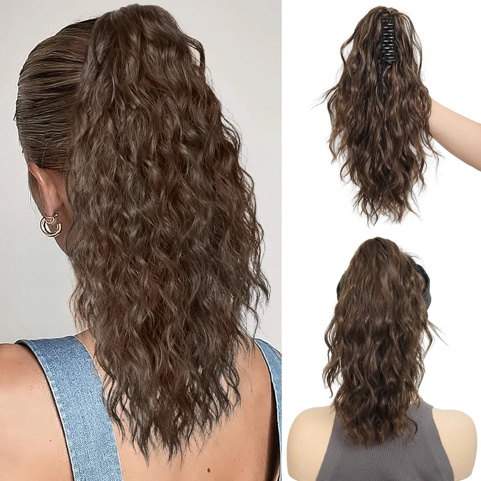 14-Inch Wavy Synthetic Claw Clip Ponytail Extension - 10