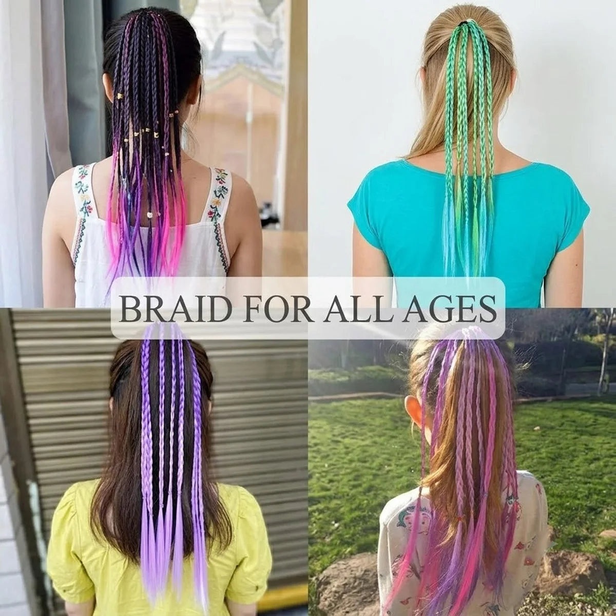 12-Inch Ombre Braided Ponytail Extension for Kids and Adults - 10