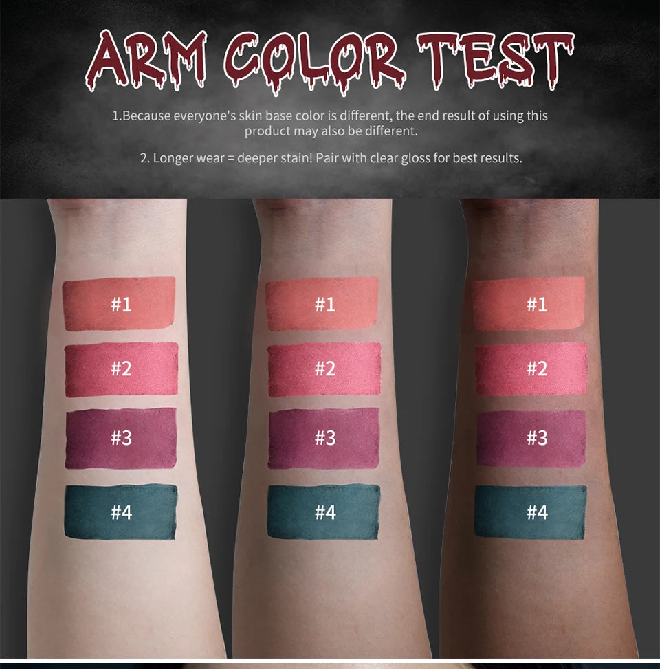 Long-Lasting Waterproof Matte Bloody Lip Stain for Halloween Makeup - 12