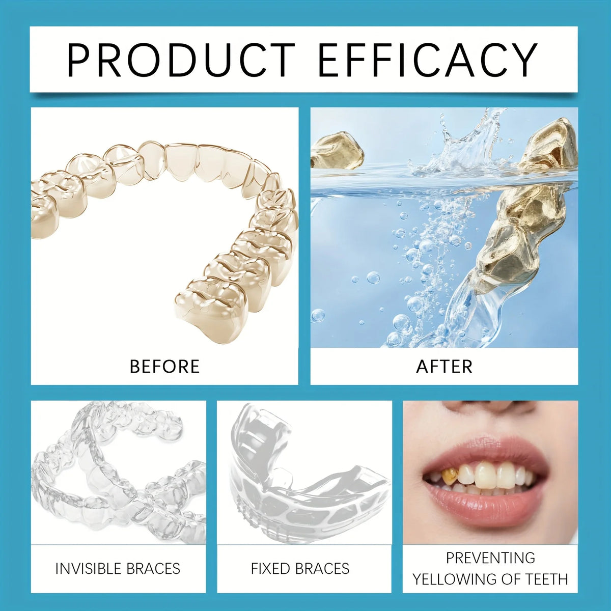 Effervescent Denture and Retainer Cleaning Tablets for Deep Stain Removal