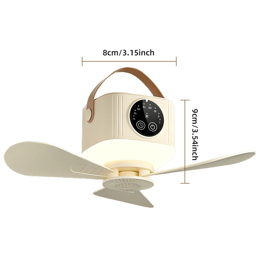 Portable Rechargeable Ceiling Fan with LED Light and Remote Control - 15