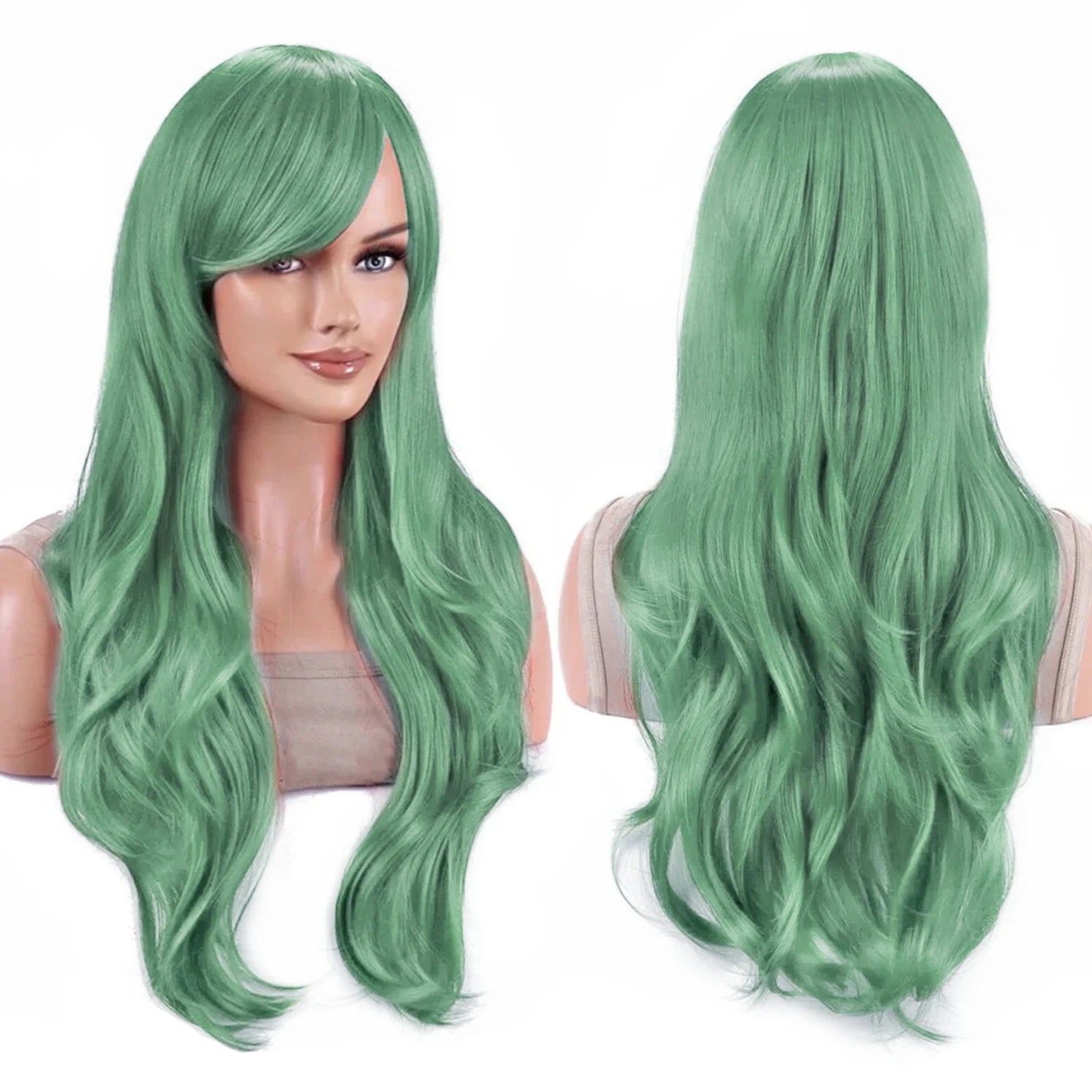 Long Wavy Teal Green Cosplay Wig for Anime Costumes - 17