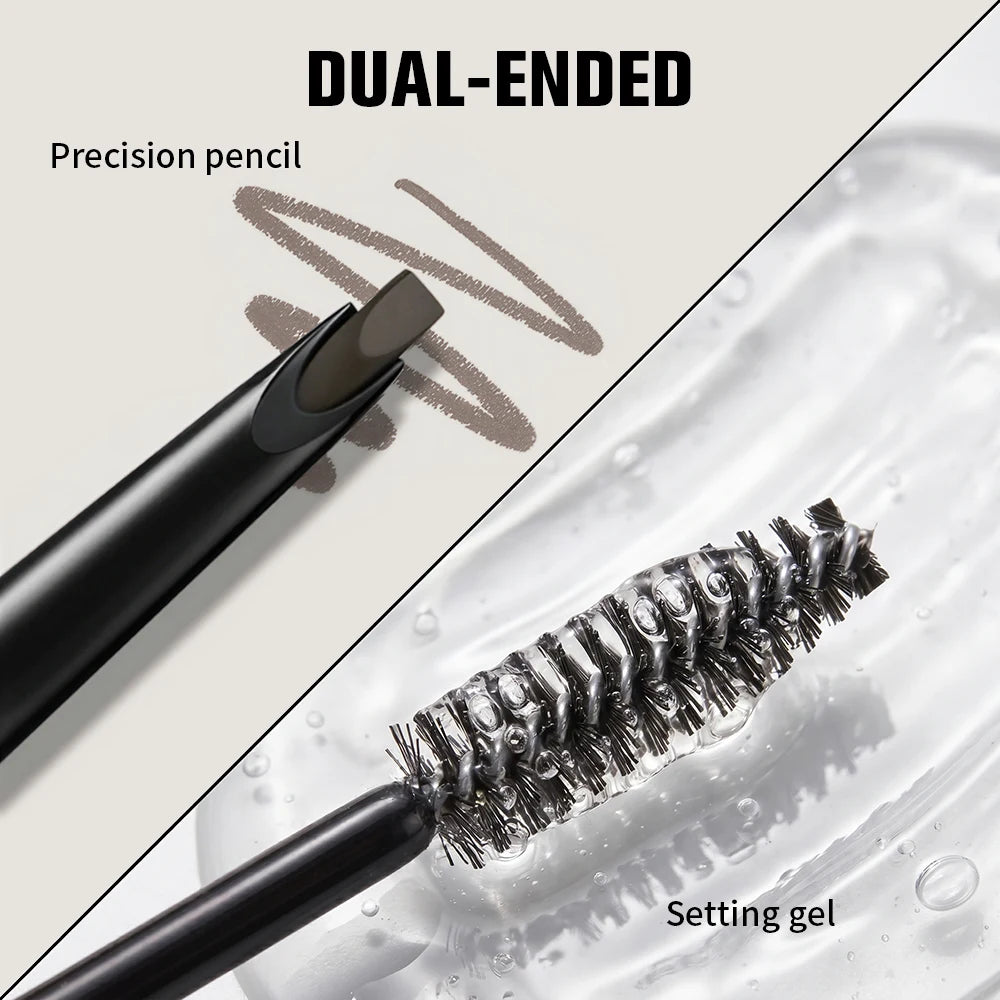 2-in-1 Waterproof Eyebrow Pencil and Gel for Natural Smudge-Proof Brows