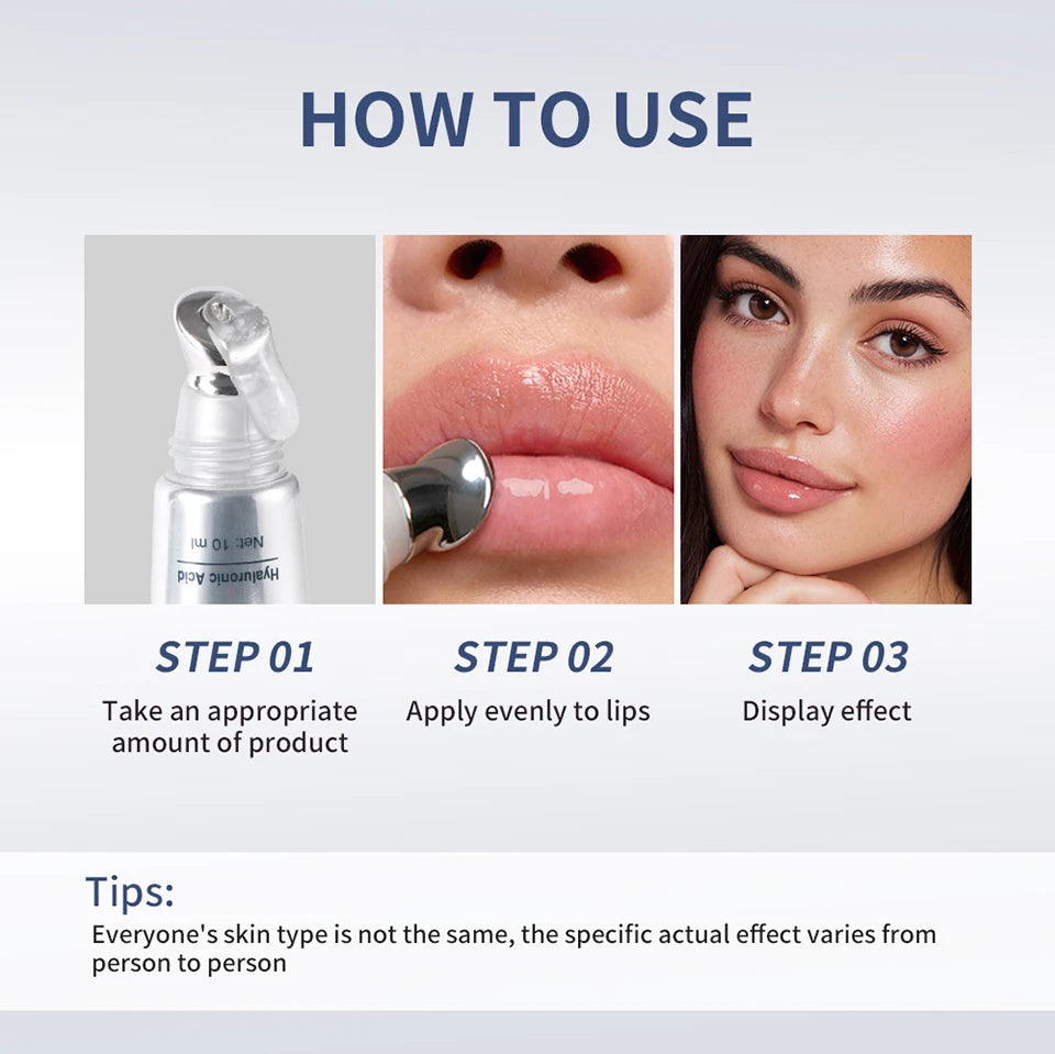 Hydrating Hyaluronic Acid Lip Plumper Oil for Smooth Glossy Finish