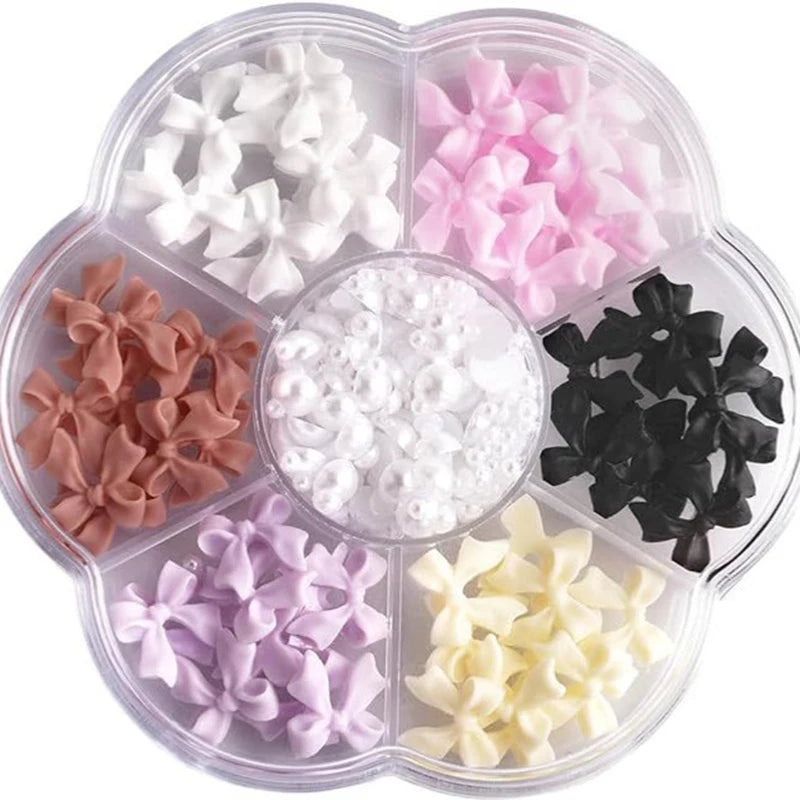3D Mixed Bowknot and Flower Nail Art Decoration Charms Set