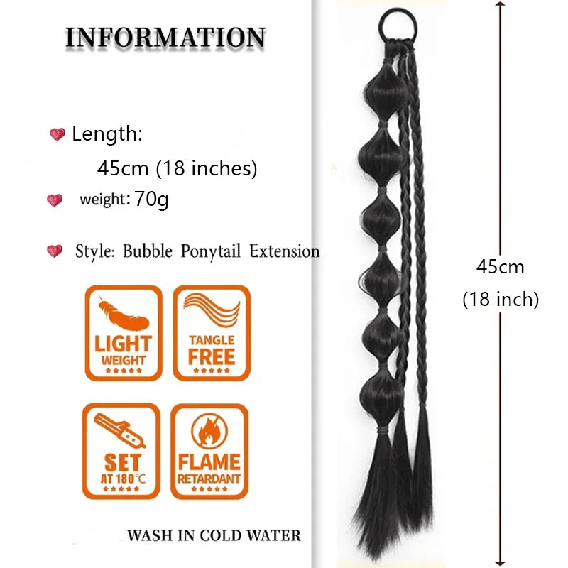 Synthetic Bubble Braided Ponytail Hair Extension for Women
