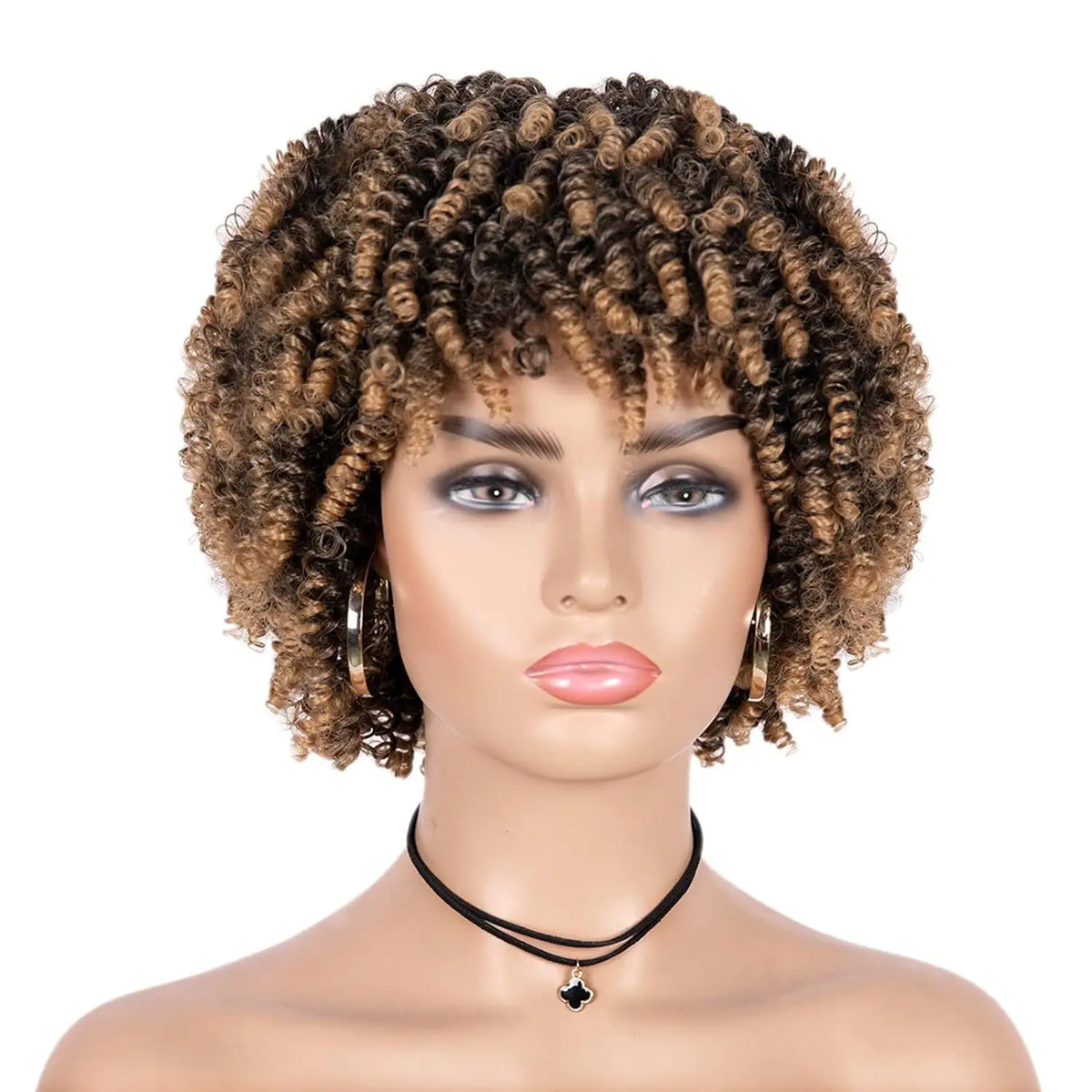 Short Curly Afro Wig with Bangs for Daily Style
