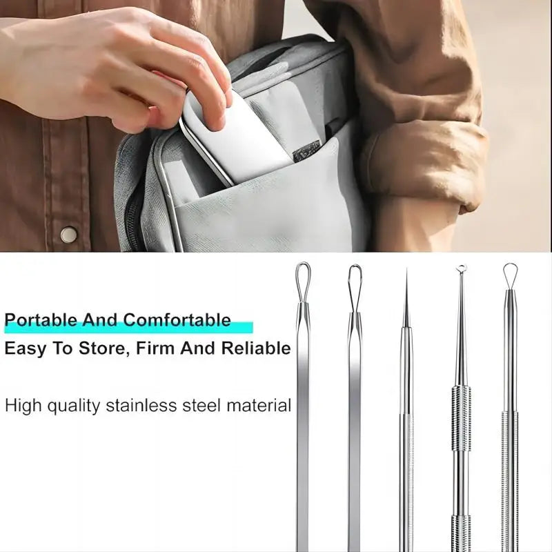 Professional Stainless Steel Blackhead and Pimple Extractor Tool Kit