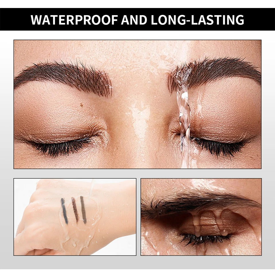 Waterproof Triangular Tip Eyebrow Pencil with Built-in Grooming Brush