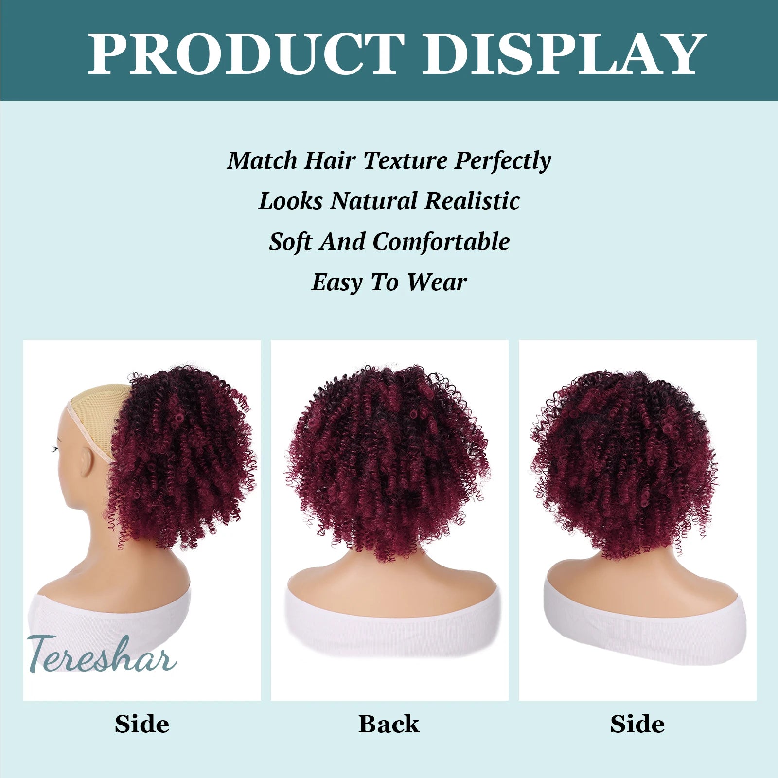 Short Kinky Curly Drawstring Ponytail Hair Extension for Instant Volume - 3
