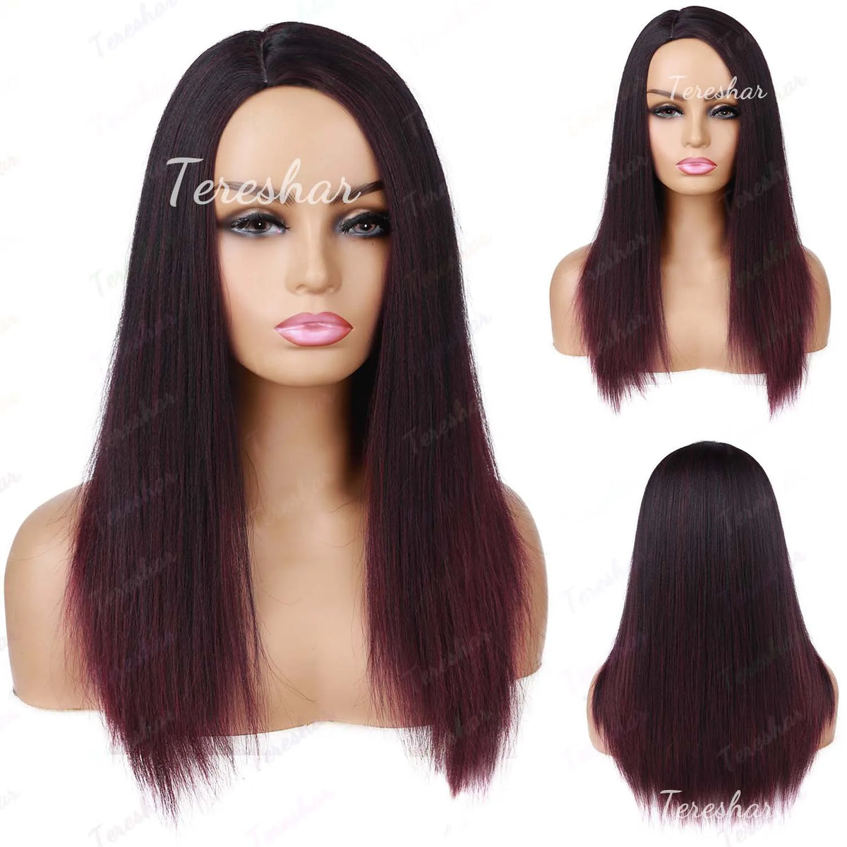 Straight Yaki Texture Synthetic Wig for Daily Wear