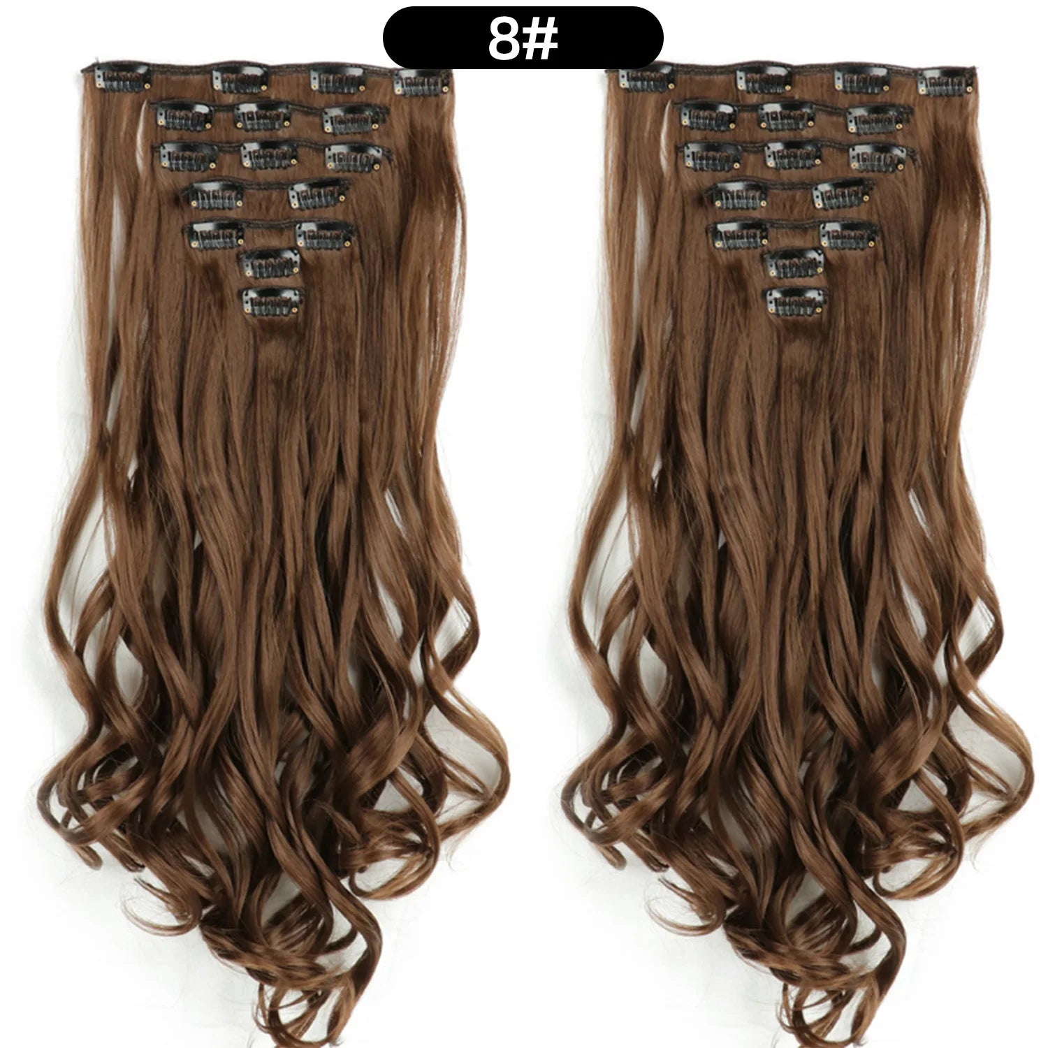 22 Inch Deep Wave Clip-In Hair Extensions Full Head Set - 37