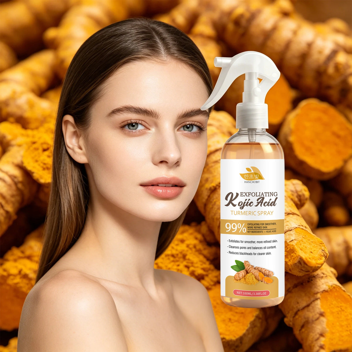 Kojic Acid Turmeric Exfoliating Facial Spray for Radiant Skin