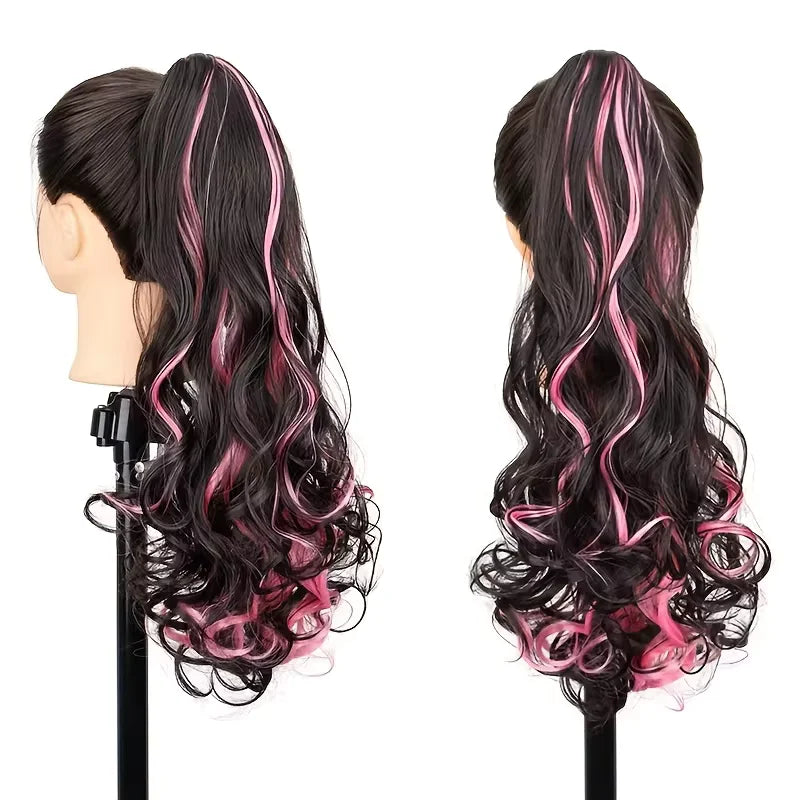 18 Inch Colorful Curly Claw Clip Ponytail Hair Extension - 17